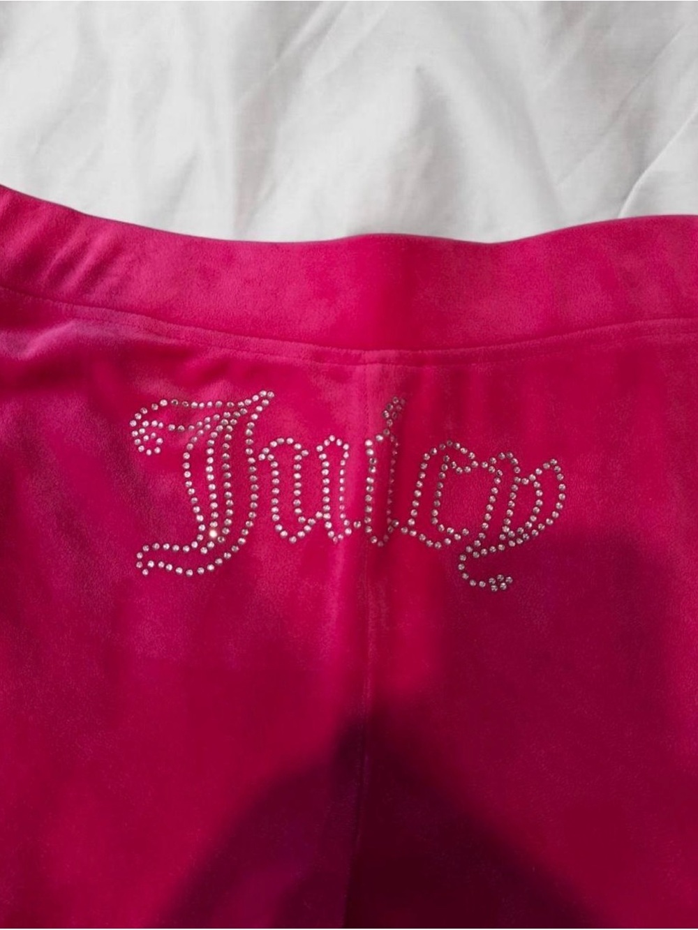 Juicy Couture Hot Pink Rhinestone Logo Velour Pants